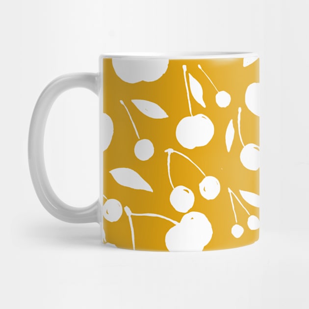 Cherries pattern - yellow ochre by wackapacka